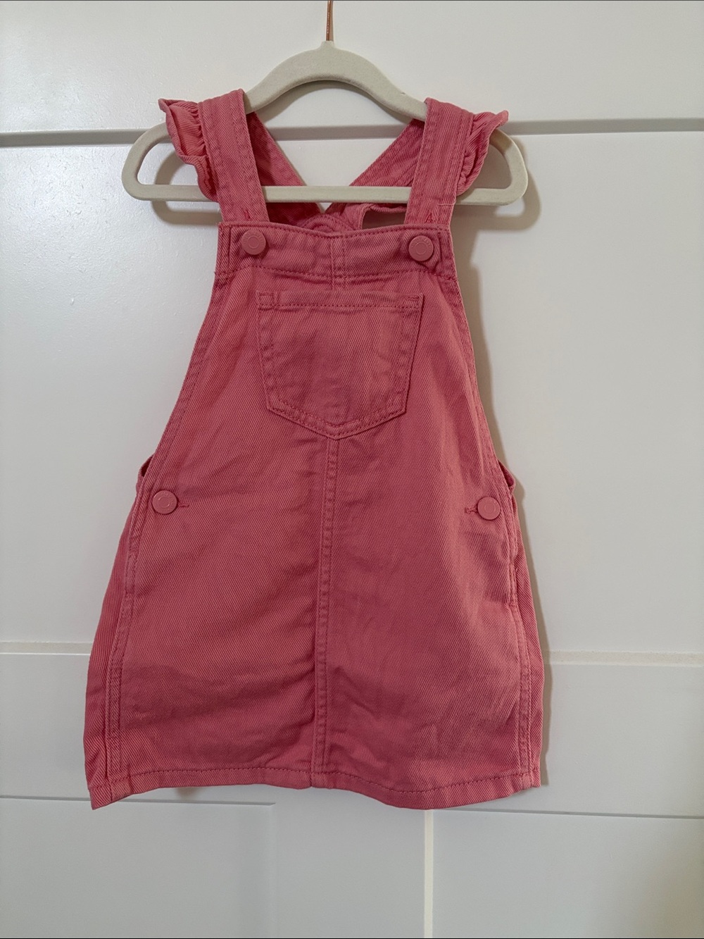 Old Navy Jean Material Toddler Girls Pink Overall Dress 3T